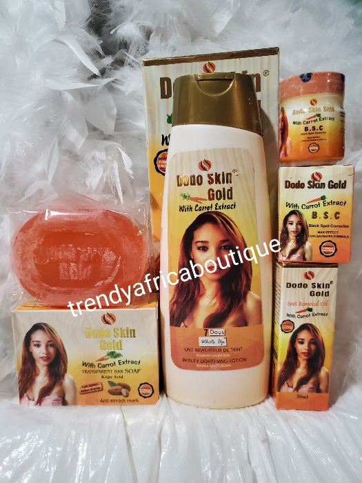 4pc. Set Dodo skin gold with carrot extract 7days white up lotion, spo