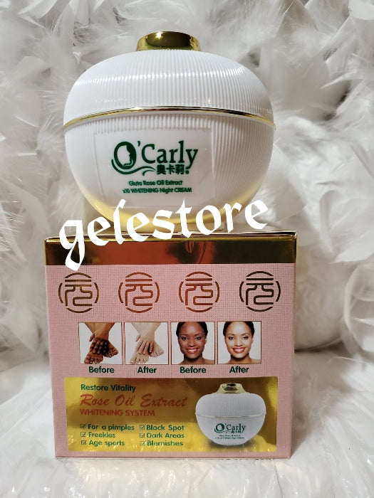 Ocarly Gluta rosy White++ x10 whitening night Face cream with Rode oil extracts.Anti pimples, black spots, blemishes etc.100g x 1 jar