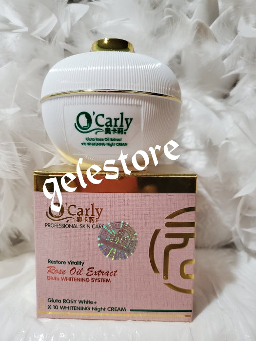 Ocarly Gluta rosy White++ x10 whitening night Face cream with Rode oil extracts.Anti pimples, black spots, blemishes etc.100g x 1 jar