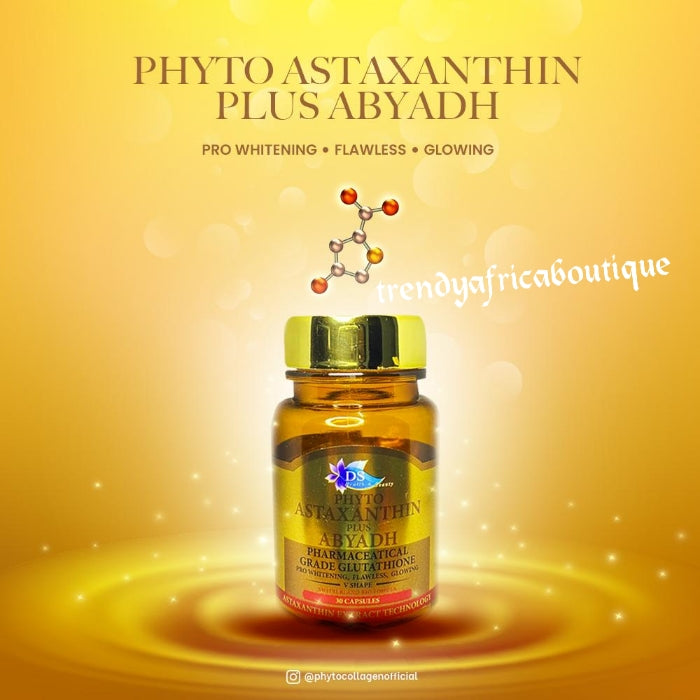 phyto Astaxanthin glowing & whitening skin. Boost skin whitening effects, remove toxins, anti aging supplements. Phyto collagen DSM 30 per bottle x 1 bottle sale