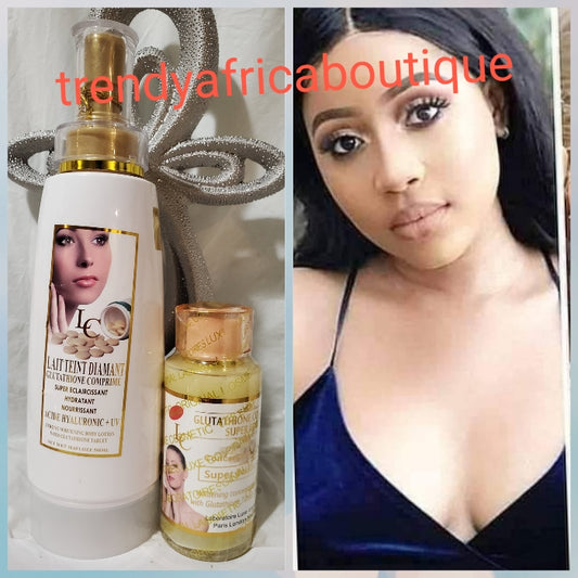 Original lait teint Diamant glutathion comprime whitening  body lotion 500ml + glutathion comprime serum. Formulated with glutathion tablet, alpha arbutin, Vitamin C to give you that natural whitening glow