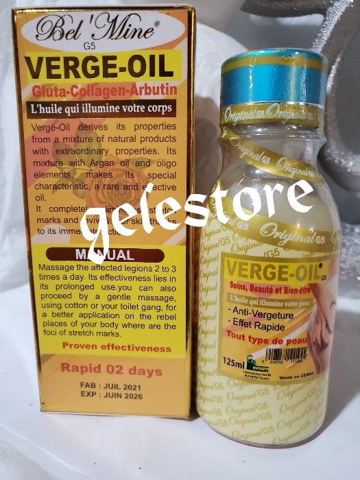 Bel Mine Verge oil. anti stretch marks serum/oil with Gluta-collagen x 125mlx  1 bottle sale. Rapid response