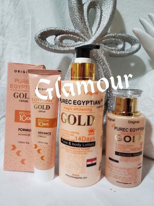 PERFECT COMBO: AUTHENTIC Purec Egyptian magic gold body lotion, whiteing serum 100ml,  egyptian gold tube cream, Hydroquinone free!!