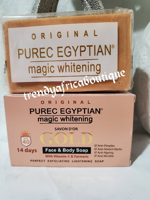 BEWARE OF FAKE!!! Combo sale: Original Purec Egyptian magic whitening GOLD face and body lotion and soap with egg yolk abd L-Glutathion 300ml. And Pure Egyptian triple action soap!