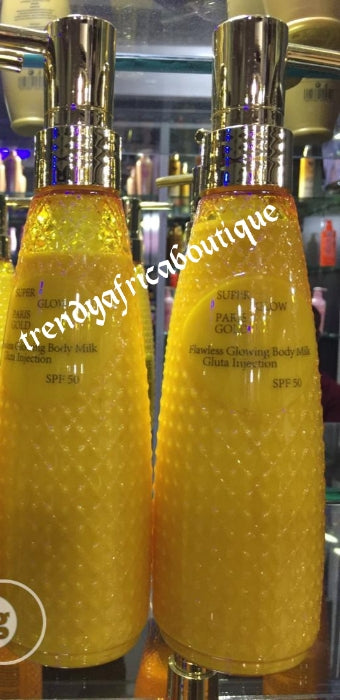 Super Glow Paris Gold makellos strahlende Körperlotion. Glutathion-Inj. Lichtschutzfaktor 50. 300 ml x 1 mit AHA, GLYKOL, ZITRONENSÄURE. Strahlen Sie fahle Haut auf 