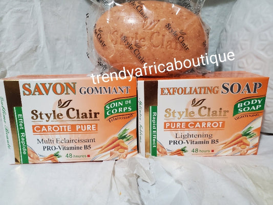 2 soap style clair exfoliating pure carrot lightening soap with vitamin B5 48hrs x 2 rapid effects