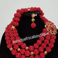 SALE: 3pcs. Hand Beaded-Necklace set. Nigerian/African Traditional  coral-necklace beads. Beautiful Red