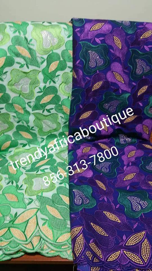 Special offer: Quality Celebrant swiss Voile lace fabric.  Available in mint Green and also Purple color. sold per 5yds. Price is for 5yds