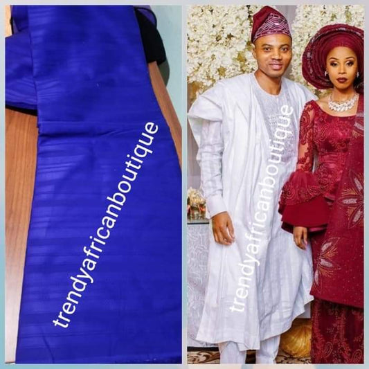 Sale sale: Top quality  Royal Blue Atiku swiss voile lace fabric for Nigerian Men native outfit. Soft quality fabric. Can be use for agbada/3pc outfit for men. Sold per 5yds. Price is for 5yds